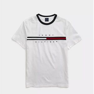 Tommy Hilfiger Men's Short Sleeve Signature Stripe Graphic T-Shirt Sz L